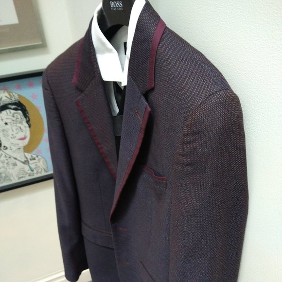 Maroon Burgundy Men Toxedo Blazer Size 38 a must have ! - Picture 5 of 9
